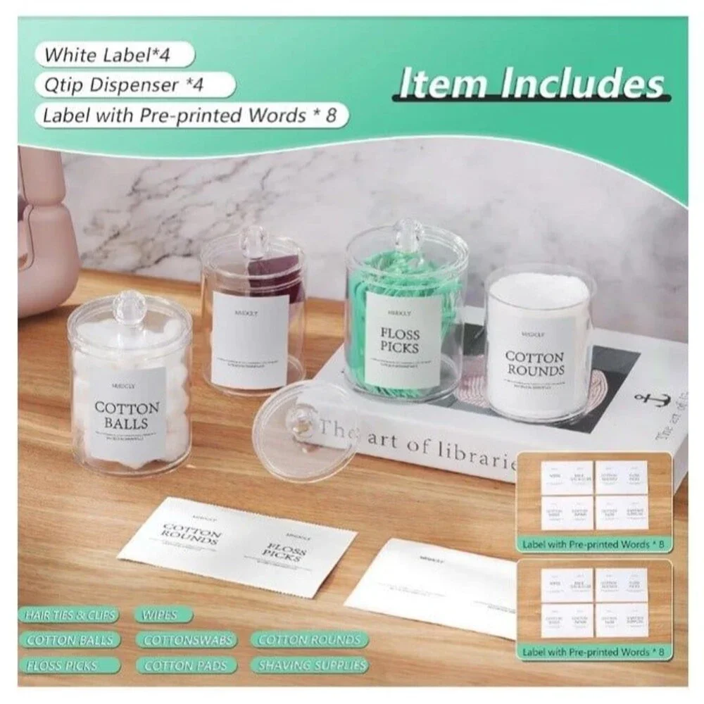 New! 4 PC Clear Plastic Bathroom Organizer Set